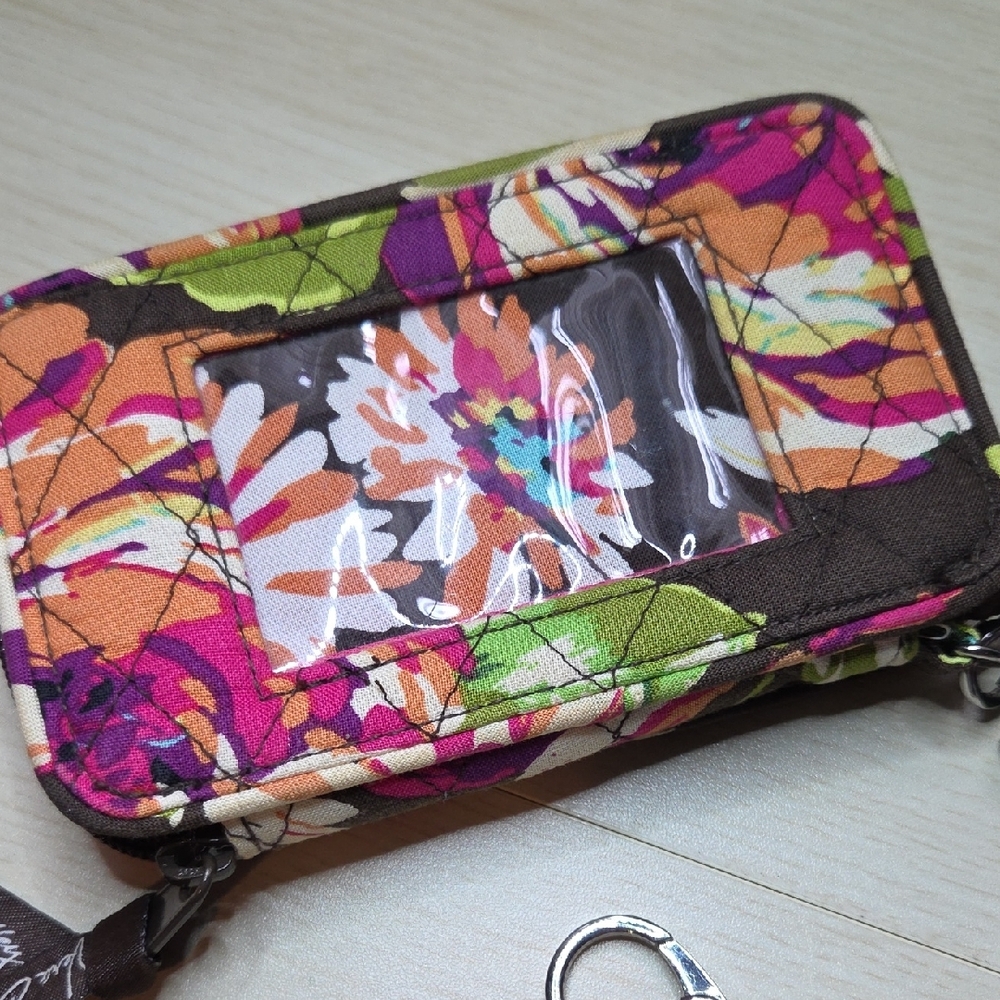 Vera Bradley Multucolor Floral Phone Case Wallet w Breakaway Lanyard & Key Ring - Picture 6 of 11